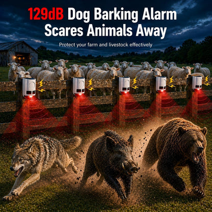 Solar Motion Sensor Alarm Outdoor Dog Barking Alarm 4 Mode
