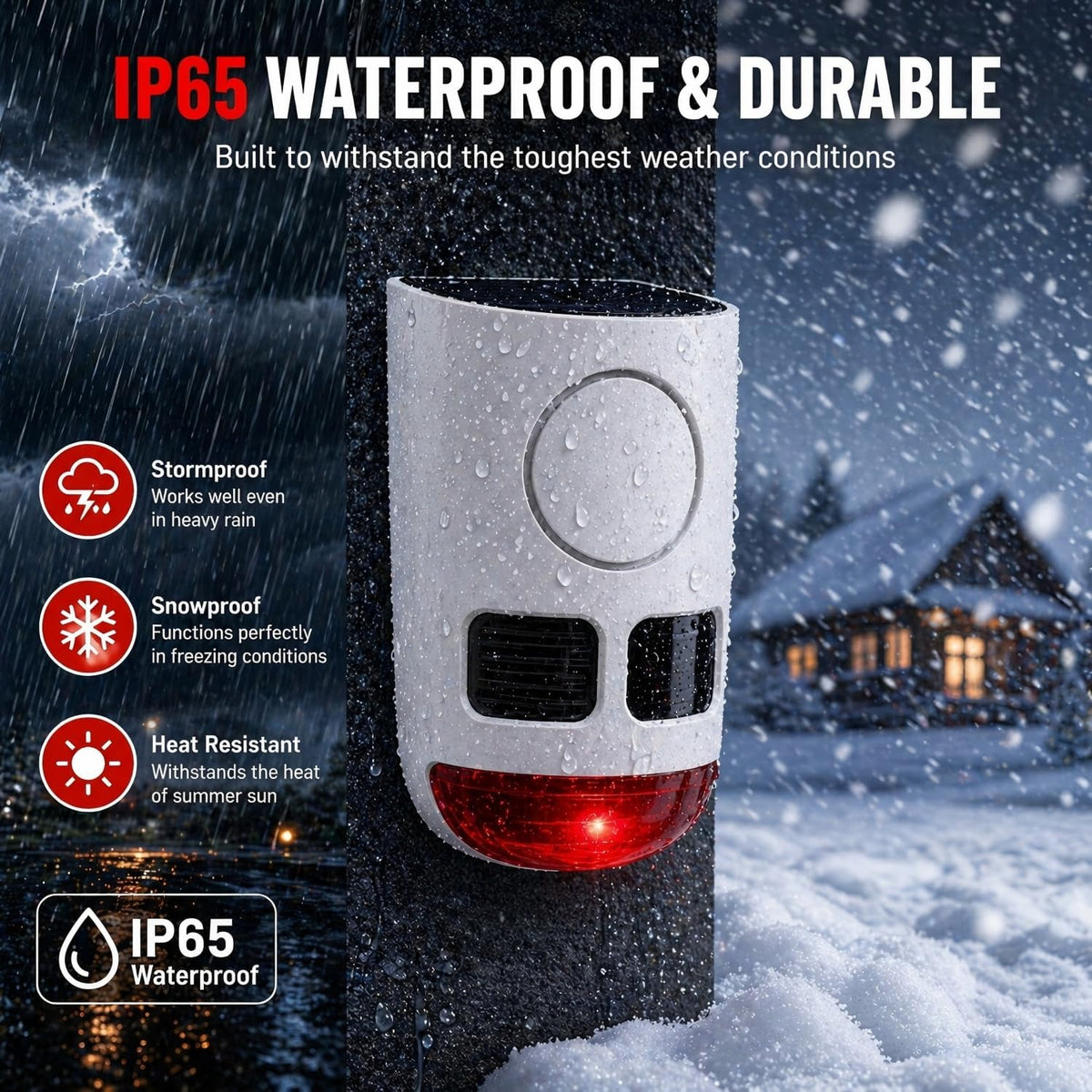 Solar Motion Sensor Alarm Outdoor Dog Barking Alarm 4 Mode
